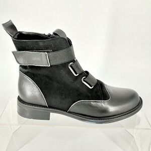 David Tate Size 7.5 Black Leather Suede Combat Boots NEW Club Water-resistant